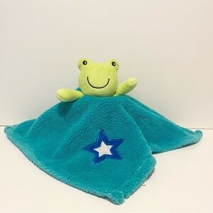 Baby Gear Frog Star Lovey Blue Green Fleece Security Blanket Nunu 14”
